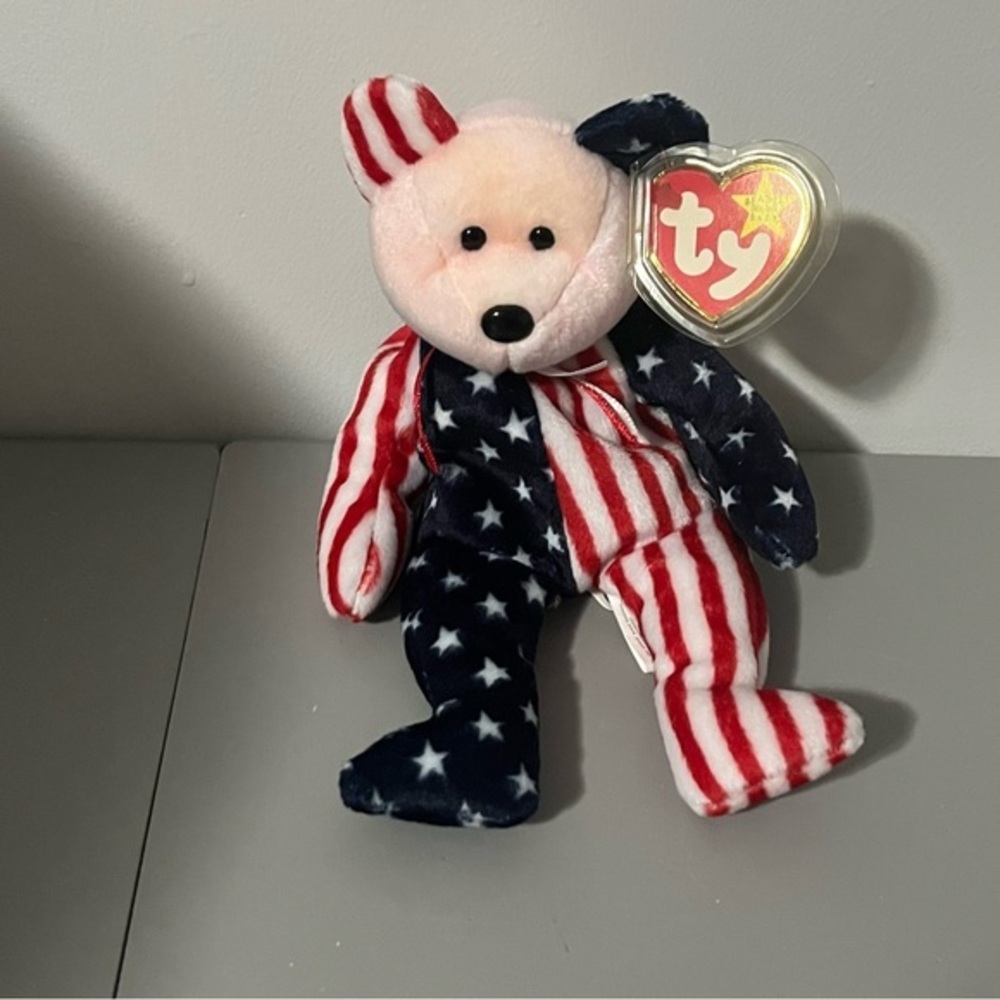 Ty Beanie Babies Spangle the Bear Pink Face Plush 1999 NWT Retired